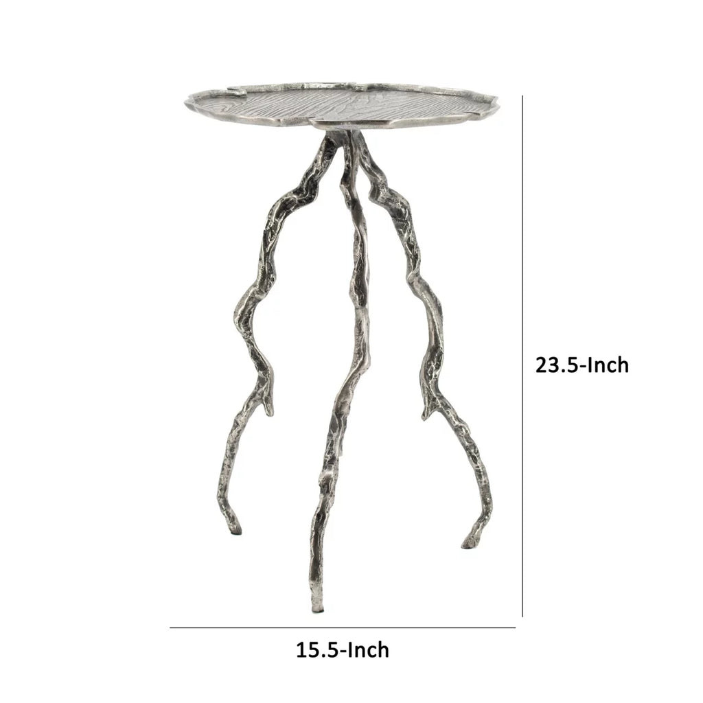 24 Inch Antique Silver Accent Table N40550
