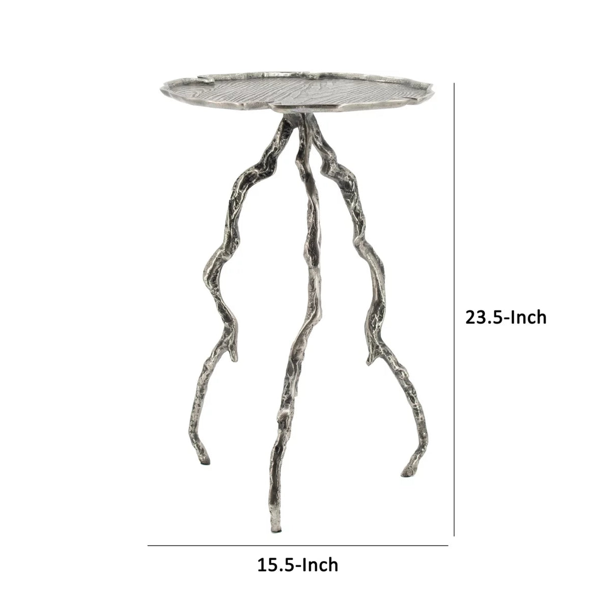 24 Inch Antique Silver Accent Table N40550