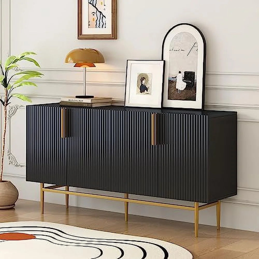 Gray Sideboard Cabinet with Rattan Door Z675