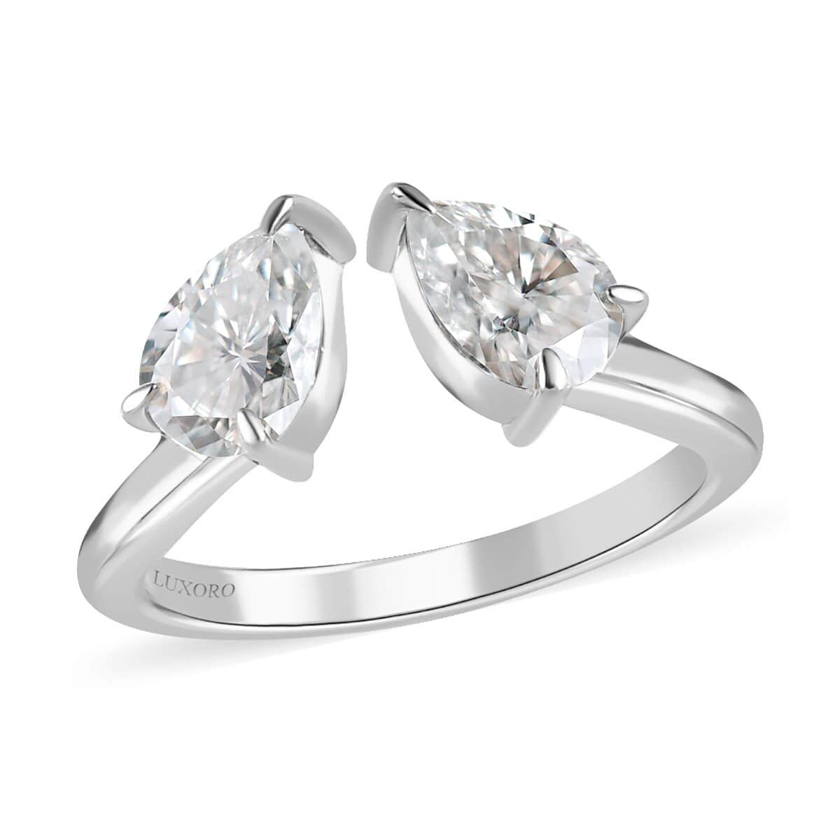 Moissanite Pear 10K White Gold Bypass Openable Tear Drop Ring Size 8 Ct 1.15 Y709398