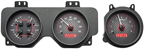 Carbon Fiber Red Analog Dash Gauges System M142