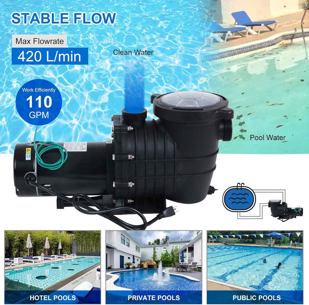 2HP Dual Volt Pool Pump with Strainer Y31002