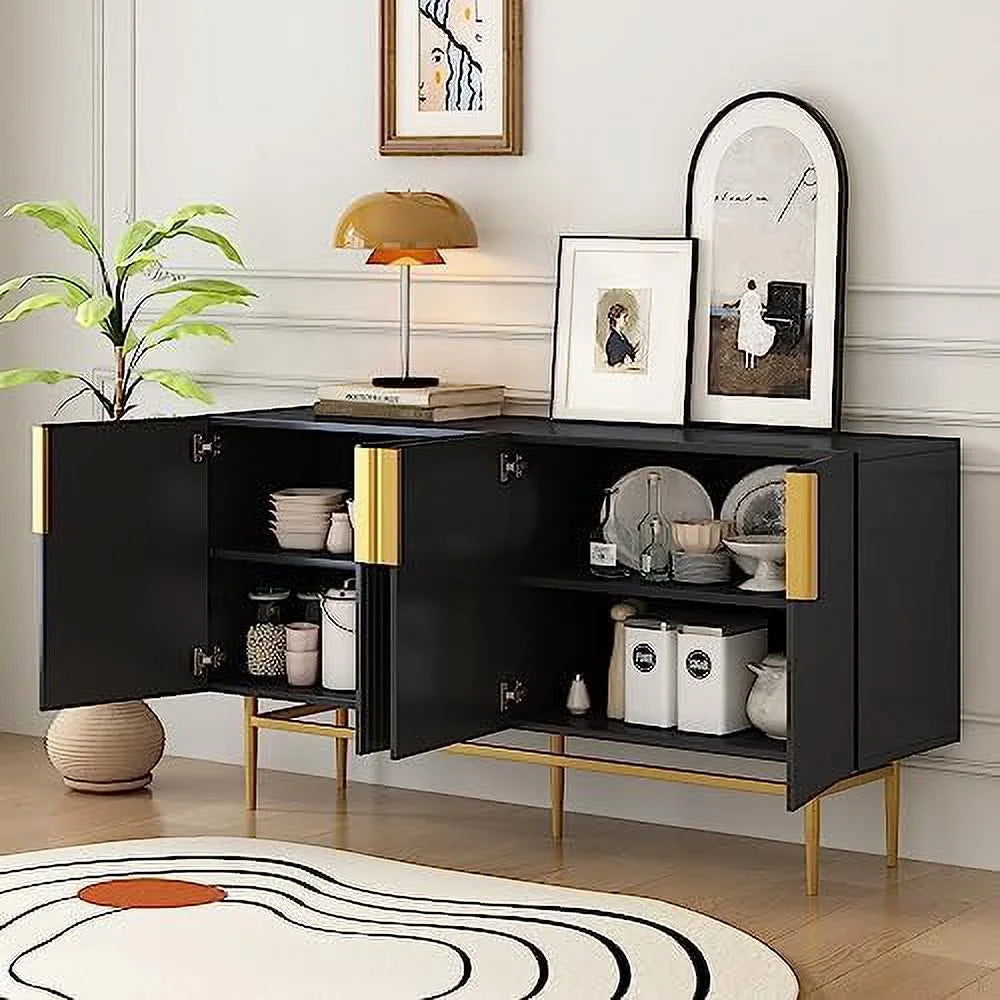 Gray Sideboard Cabinet with Rattan Door Z675