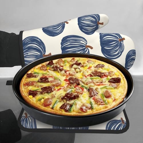 Winter Green Tree Snowflake Oven Mitts and Pot Holders Set Heat Resistant Non Slip Kitchen Gloves Hot Pads 2 Pack Set R153293
