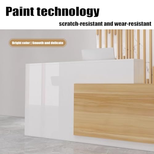 Wood Grain L-shaped Reception Desk with Lockable Drawer Y429947
