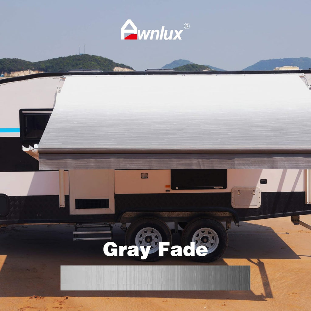 RV Awning Fabric Replacement Waterproof Vinyl Shade Screen Light Gray 12' Q36597