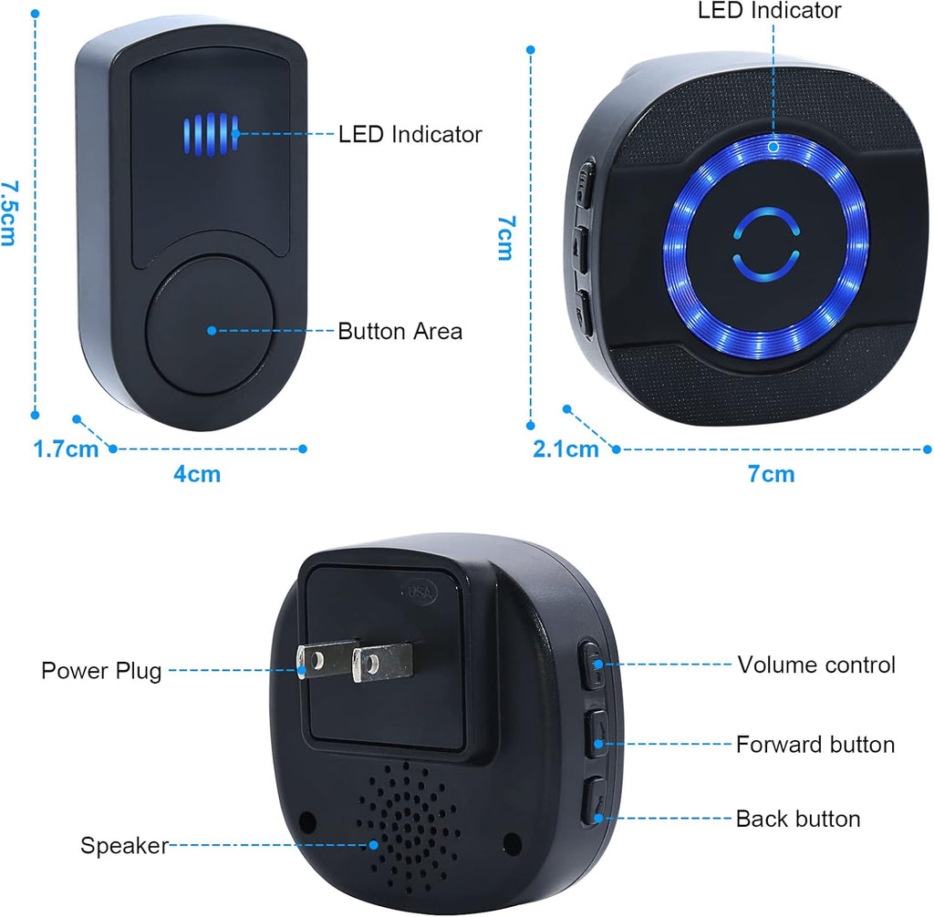 Wireless Caregiver Pager with 3 Plug in Receiver 3 Transmitter F1982