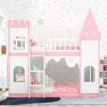 Twin Over Twin Bunk Bed with Ladder Pink U56946