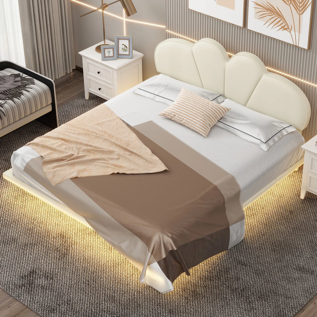 Queen Size Upholstery Platform Bed with PU Leather Headboard P59416