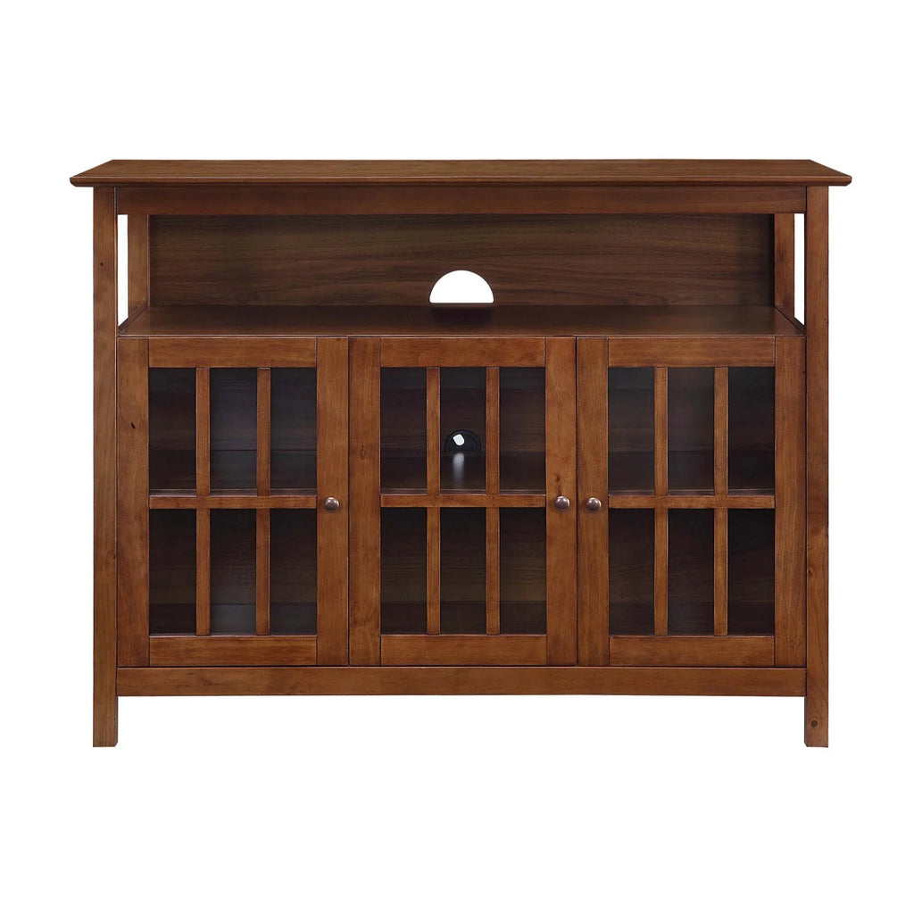 Dark Walnut TV Stand with Storage Cabinets and Shelf H92030