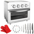 White Convection Toaster Oven Air Fryer with 12 Pc Knife Set and Oven Mitt L26993