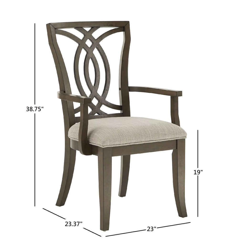 Beige Fabric Dark Walnut Wood Upholstered Dining Chairs Set of 2 A462712