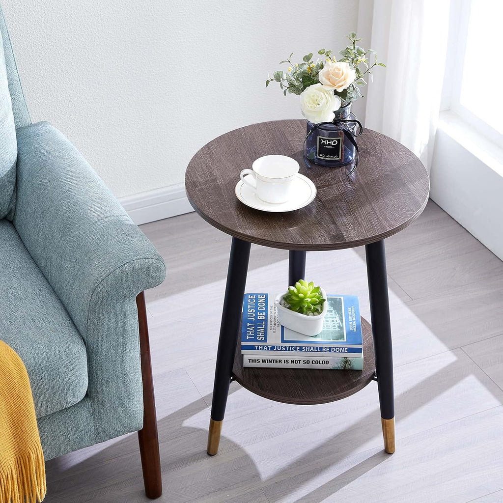 White Marble 2-Tier Metal Nightstand Q8003