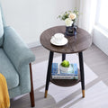 White Marble 2-Tier Metal Nightstand Q8003