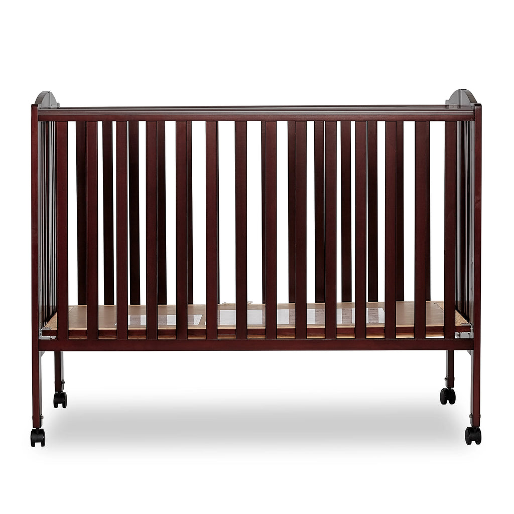 Full Size 2-in-1 Folding Stationary Side Crib with Locking Wheels, Espresso G86847