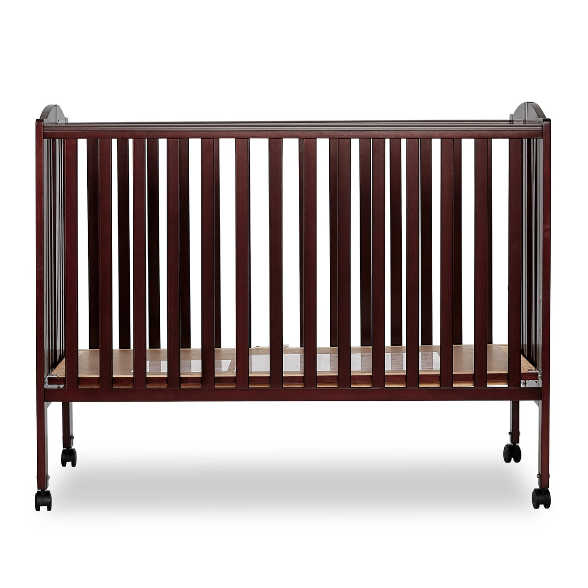 Full Size 2-in-1 Folding Stationary Side Crib with Locking Wheels, Espresso G86847