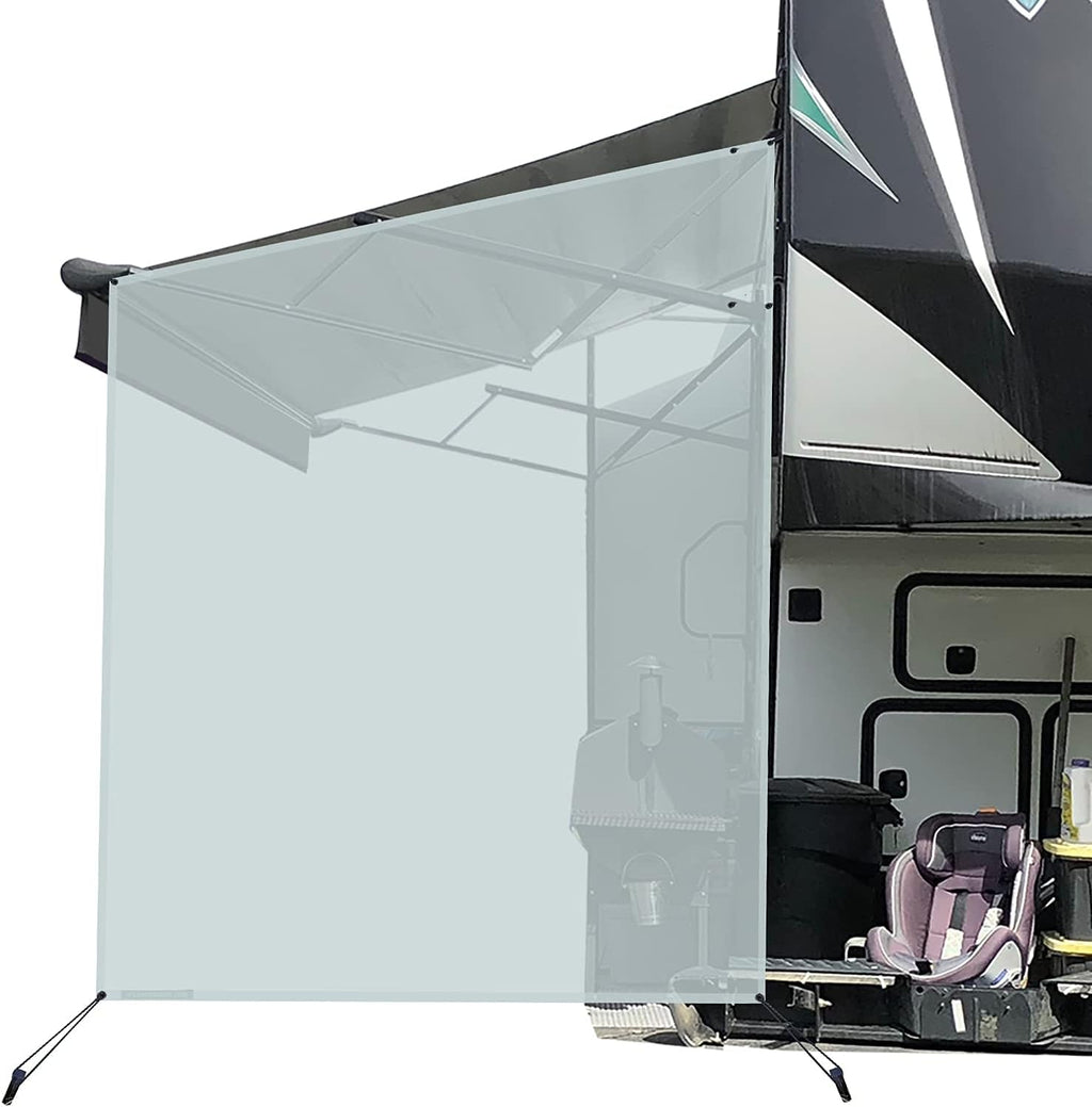 RV Awning Side Sun Shade Screen 9'X7' Beige Mesh Camper Sunshade A283