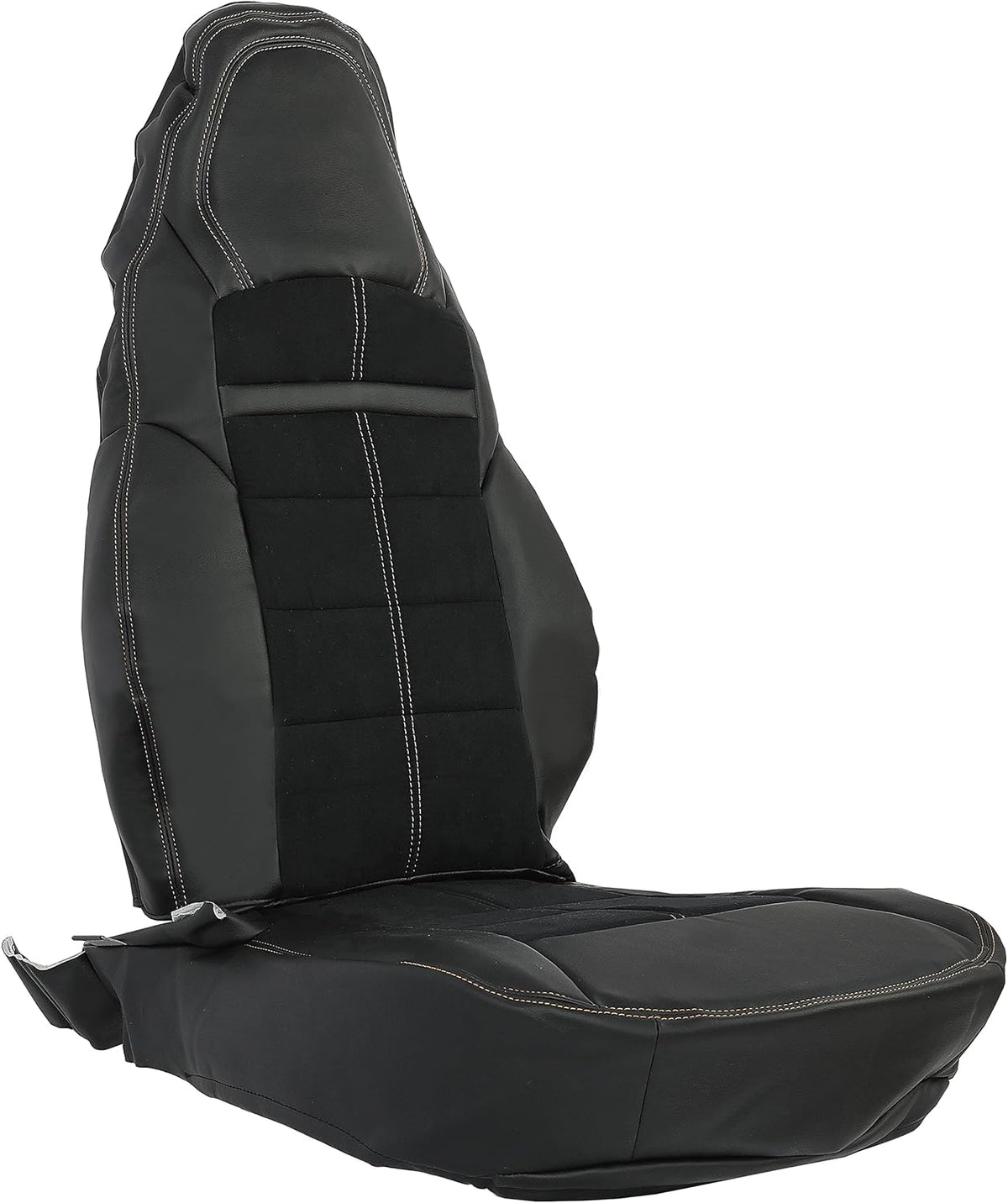 Leather & Cloth Seat Covers Set, Black, Driver & Passenger Side H1311