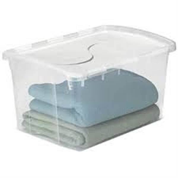 48 Quart Clear Hinged Lid Storage Box Tote (30 Pack) K38264