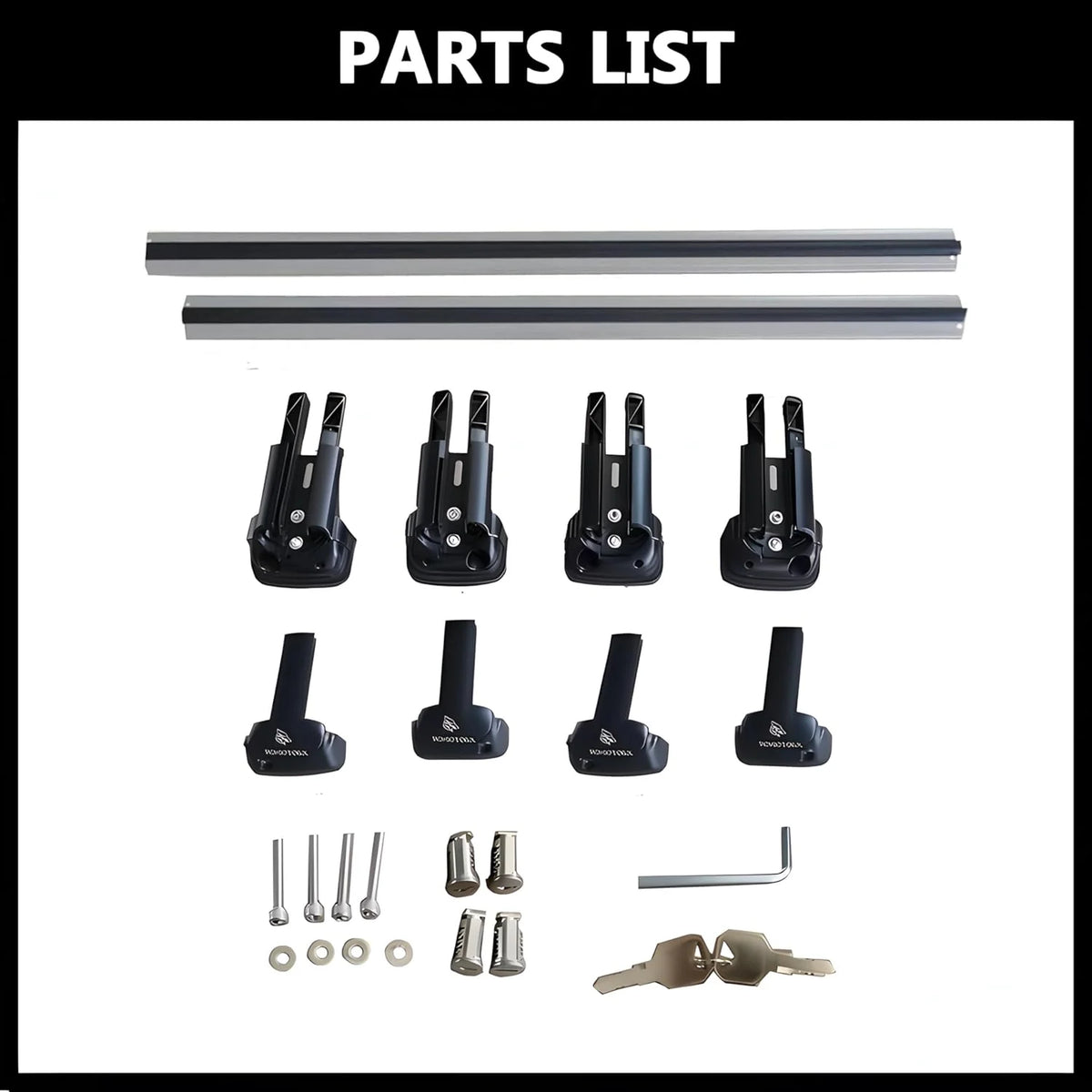 Roof Rack Crossbars for Raised Side Rails Silver O552