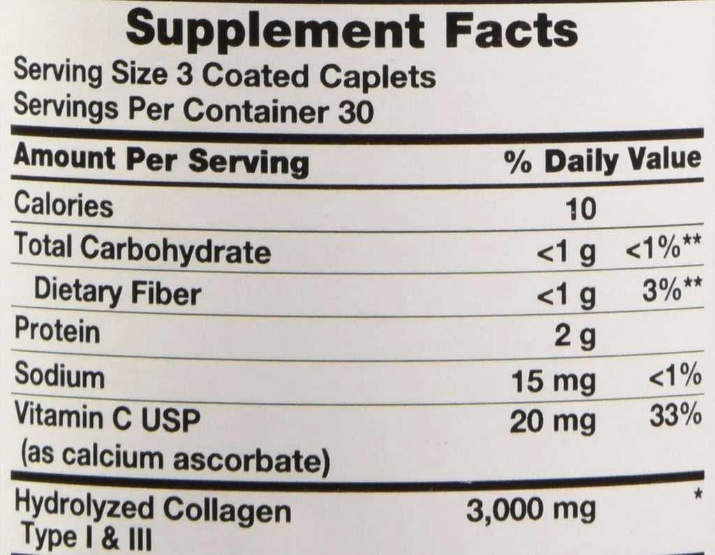 Hydrolyzed Collagen Type I & III 1000mg 90 ct 6-Pack X594