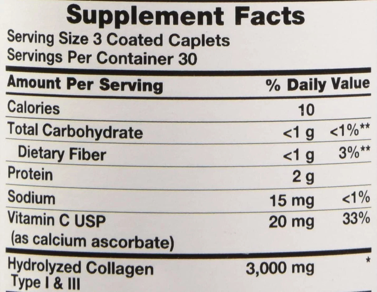 Hydrolyzed Collagen Type I & III 1000mg 90 ct 6-Pack X594