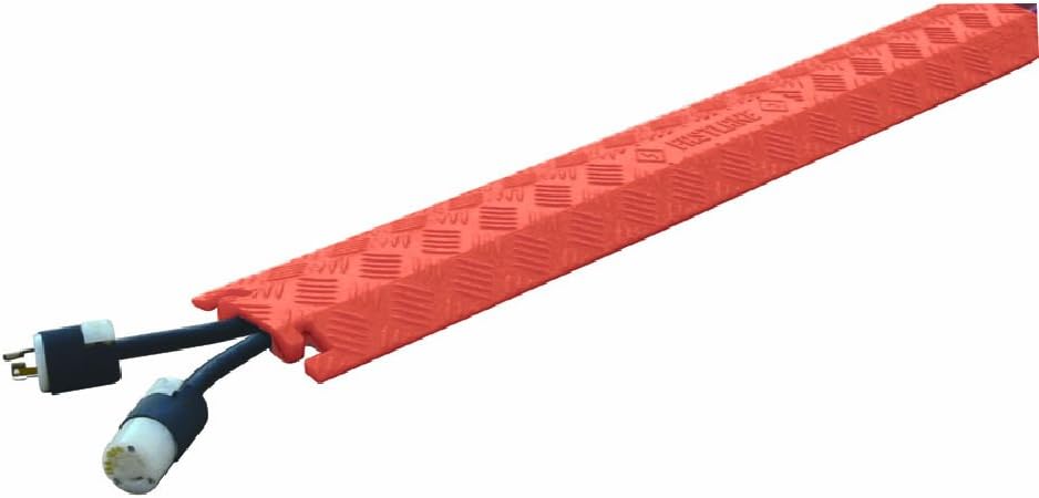 Polyurethane 1 Channel Drop Over Cable Protectors with L-Shaped Connectors, Orange I7175