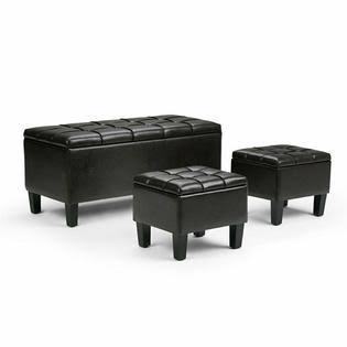 Faux Leather 3 Piece Storage Ottoman in Brown T895058