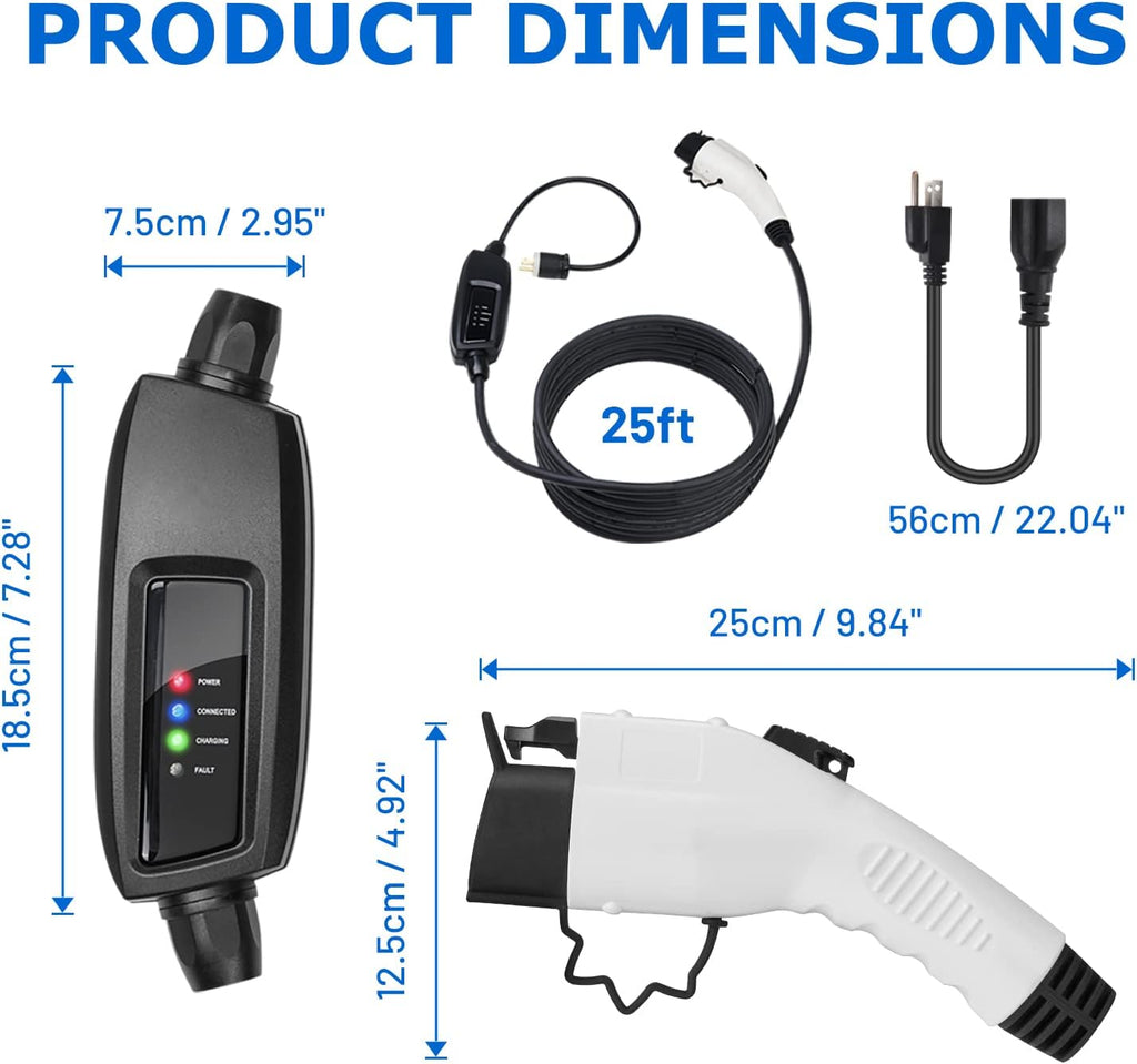 Portable EV Charger with 25 Feet Charging Cable N43921