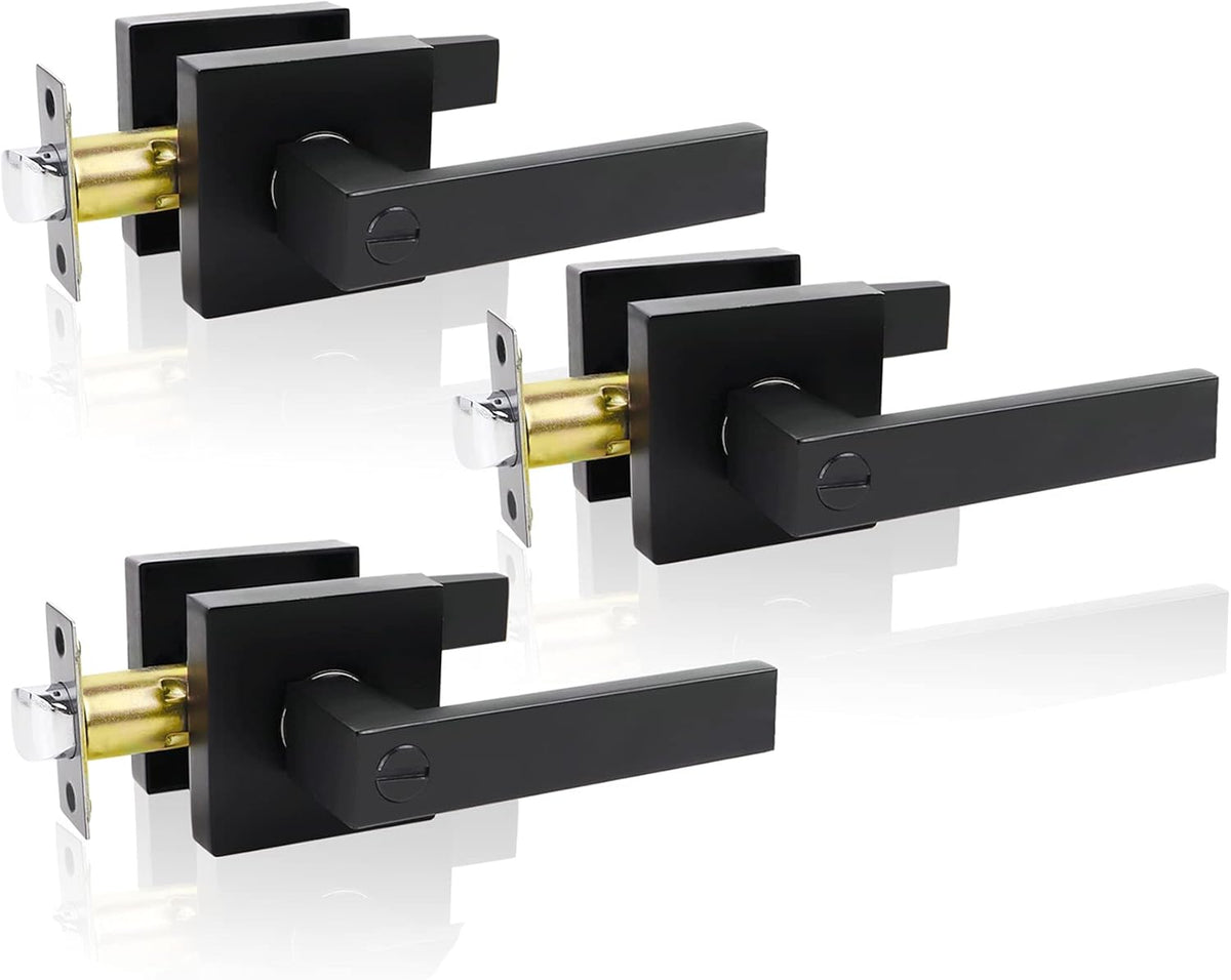 Matte Black Locking Door Lever Handle Set (3 Pack) M97065