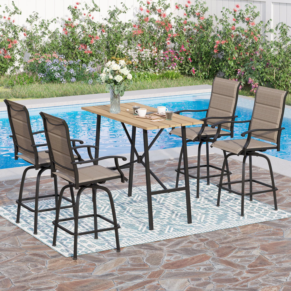 2Pcs Outdoor Metal Swivel Bar Stools O74733
