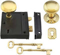 Cast Iron Rim Lock Set with Brass Knobs W39508