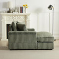 86.6 Inch Corduroy 3 Seater Sectional Sofa with Ottoman V761