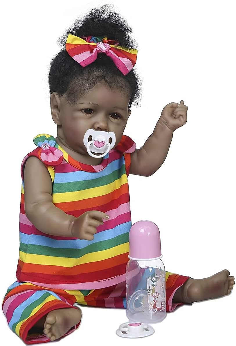22 inch Realistic Reborn Baby Doll with Curly Brown Hair Z38780