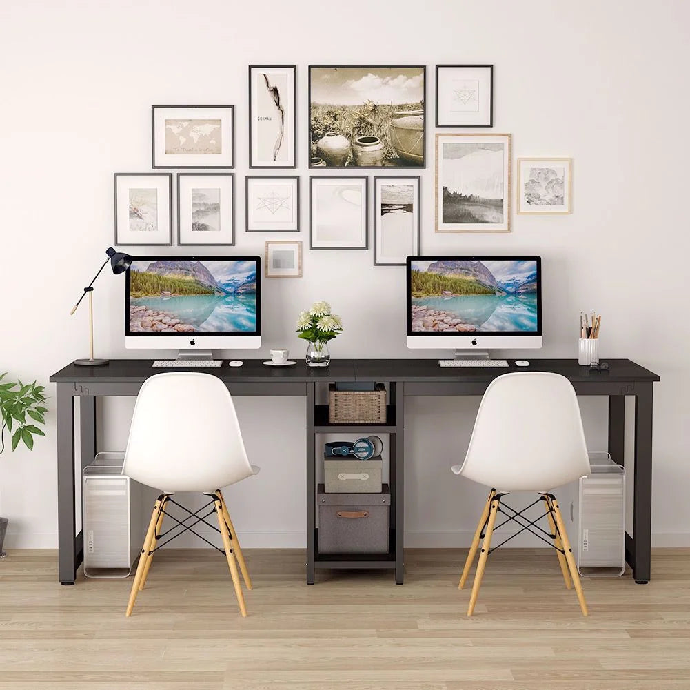 78 Extra Large Two Person Computer Desk with Shelf R88186