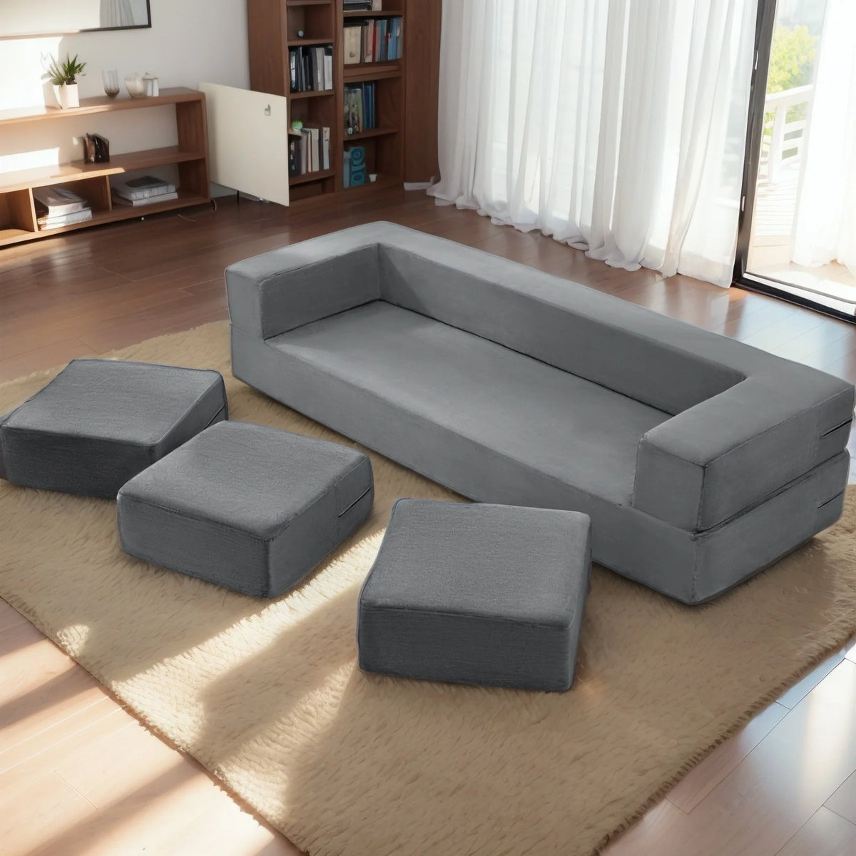 Dark Grey Convertible Sofa Bed P729