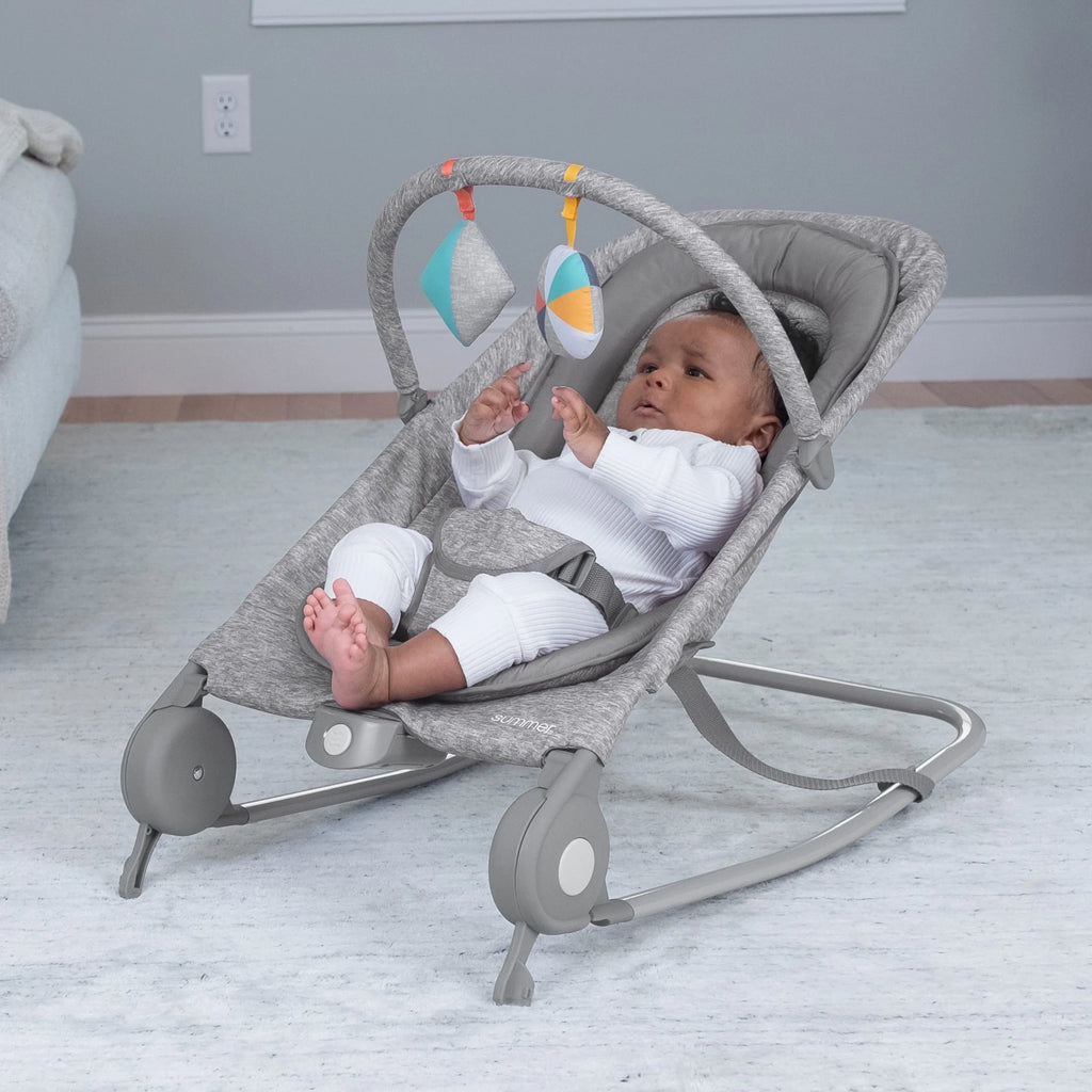 2-in-1 Baby Bouncer & Rocker, Light Gray Tweed V159522