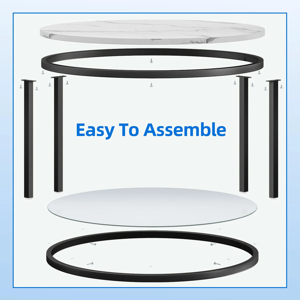 2-Tier Round Coffee Table with Glass Shelf R63405