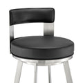 Swivel Faux Leather/Metal Counter Stool in Black/Chrome U5139