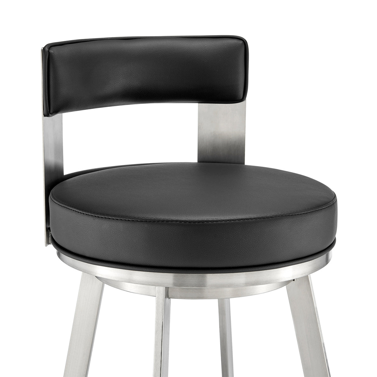 Swivel Faux Leather/Metal Counter Stool in Black/Chrome U5139