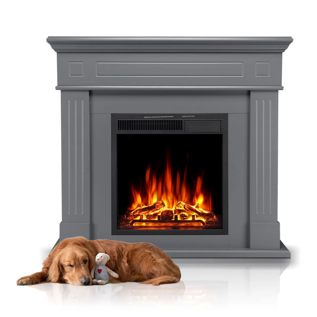 Wooden Frame Electric Fireplace with TV Stand R66872