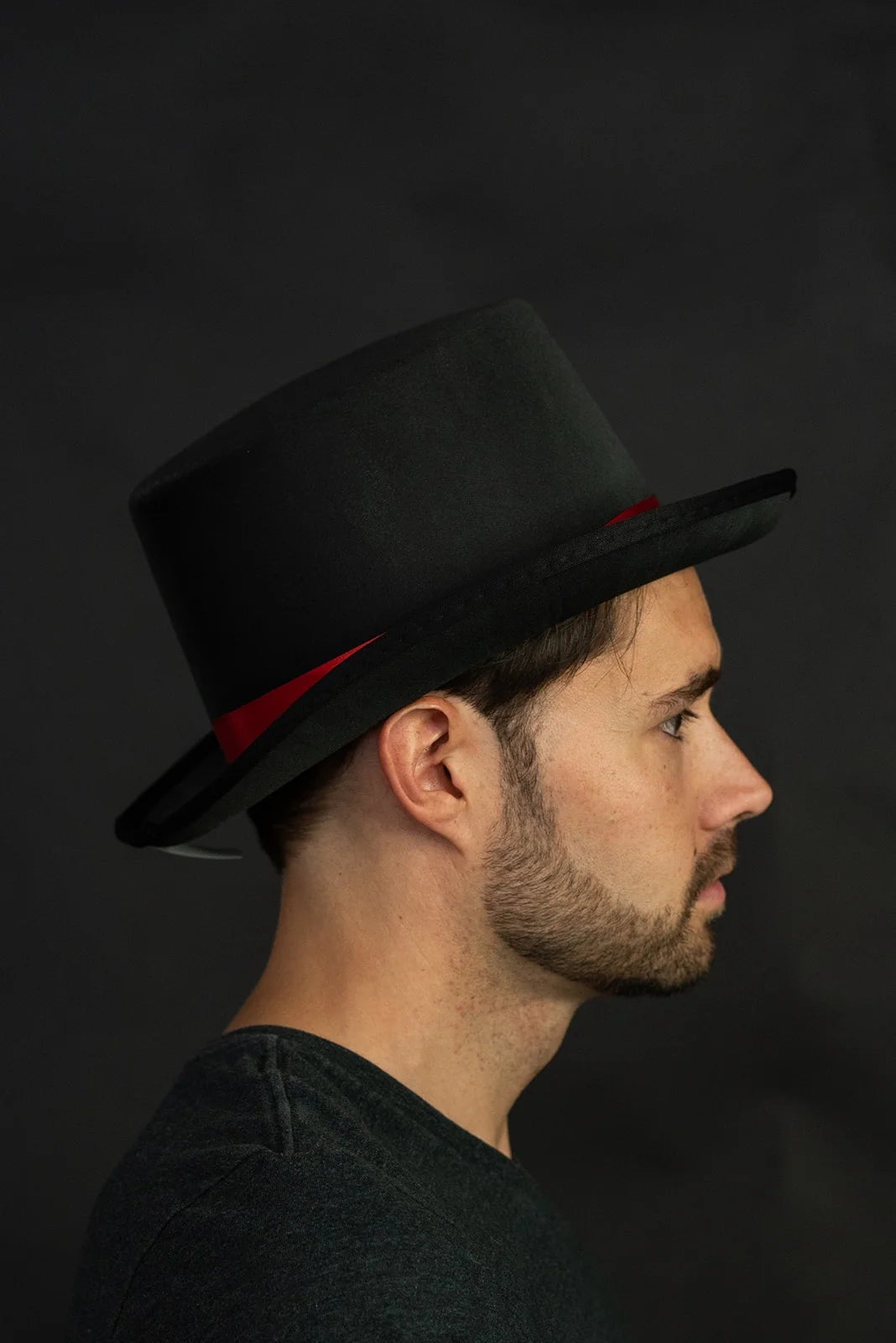 Black Top Hat with Red Band Costume D373442