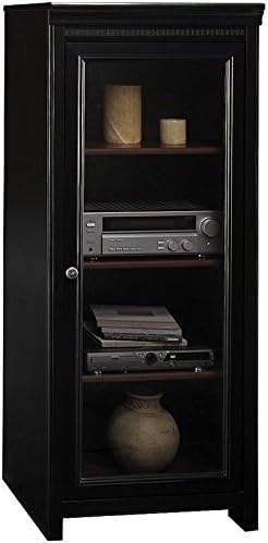 Antique Black Audio Cabinet with 2 Adjustable Shelves Y178561