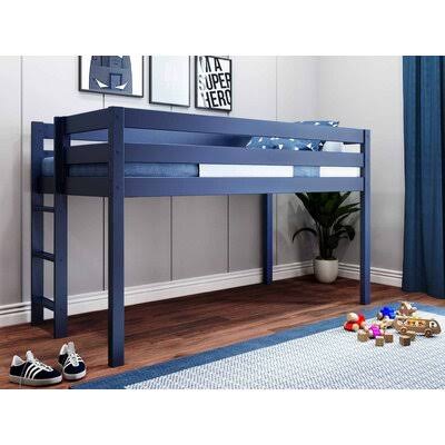 Blue Solid Wood Loft Bed X3902