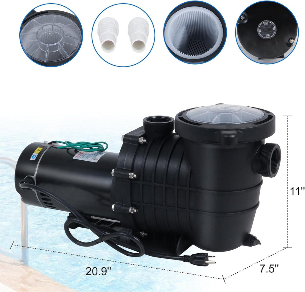 2HP Dual Volt Pool Pump with Strainer Y31002