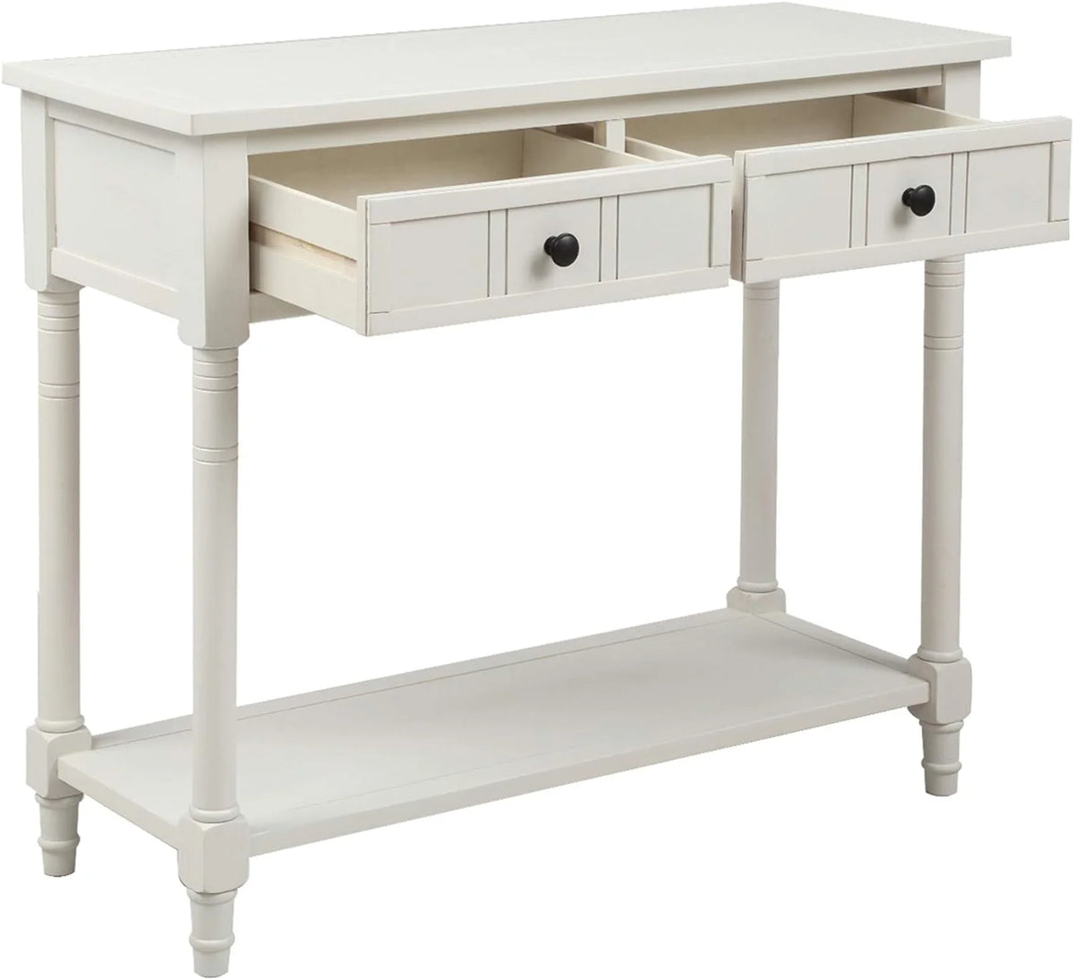 Small Ivory White Console Table with Drawers V95995