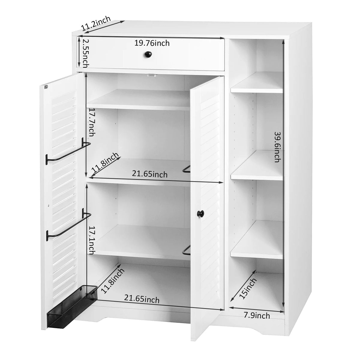 White Freestanding Shoe Rack Organizer with 2 Shutter Door N4769