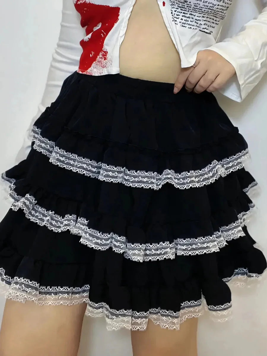 Kawaii Lace Hem Tutu Skirt H29876