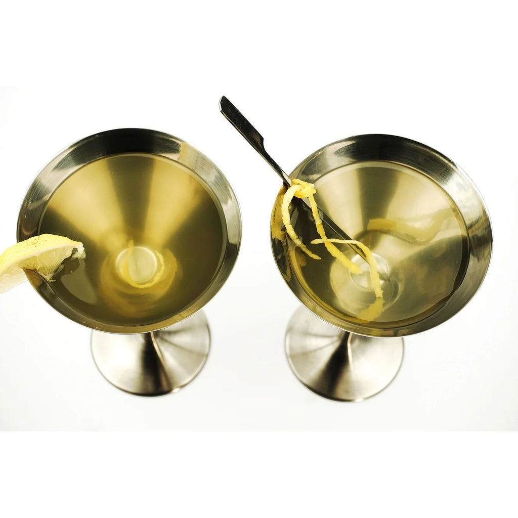Silver Stainless Steel Martini Glass Set of 2 Z485