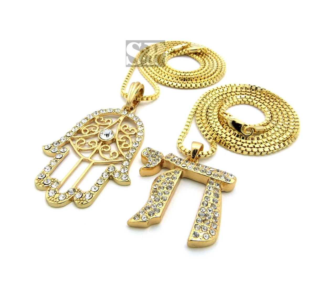 Iced Hamsa Pendant Necklace with Box Chain O956
